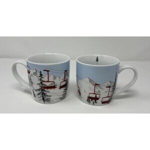 Stonewall Kitchen Ski Lift Winter Snow Skiing Cup Mug Set